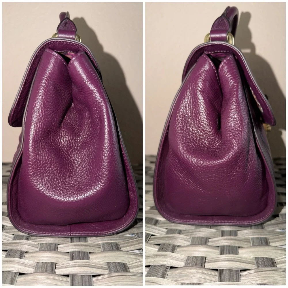 Vera Bradley Stella Quilted Leather Top Handle Satchel Crossbody Bag in Plum - Picture 7 of 12